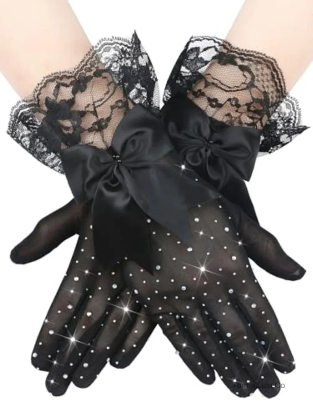 Lace Gloves Tea Party Wedding Bow Short Evening Elegant Accessories Halloween